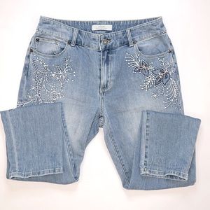 Vintage Chico's | Embroidered and Sequenced Crop Jeans
